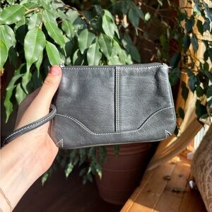 Black leather coinpurse wristlet